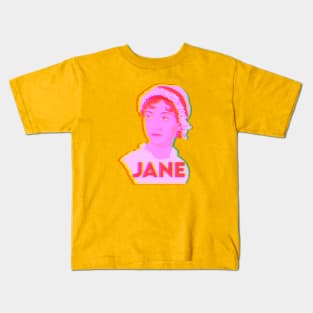 Jane Austen Portrait Neon Kids T-Shirt